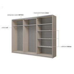 Arte Cube 270Cm Sliding Door Wardrobe - Cashmere, Expansive Storage With Serene Simplicity - thumbnail 6