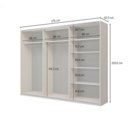 Arte Cube 270Cm Sliding Door Wardrobe - Cashmere, Expansive Storage With Serene Simplicity - thumbnail 5