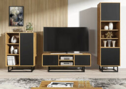 Elysian Loft Sideboard 100Cm Industrial Dark Oak & Black Matt Doors - Creative Furniture - thumbnail 6