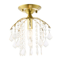 Happy Homewares Traditional Crystal Glass Waterfall Ceiling Light In Brushed Gold - thumbnail 2