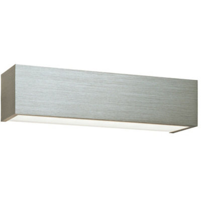 Led Box Wall Light Warm White Brushed Aluminium & Frosted Glass Bedside Lamp - image 1