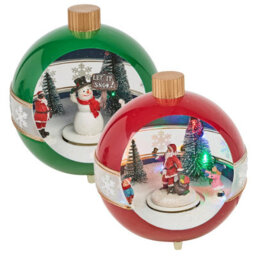 Urbn-Living Urbnliving Led Illuminated Snowball Santa Christmas Winter Scene Decorations Set Of 2 - thumbnail 1