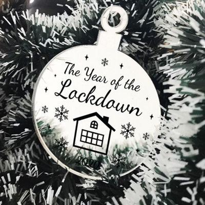 Red Ocean Year Of The Lockdown Gift Engraved Mirror Bauble Christmas Tree Decoration Family Gift - image 1