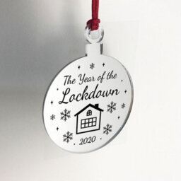 Red Ocean Year Of The Lockdown Gift Engraved Mirror Bauble Christmas Tree Decoration Family Gift - thumbnail 4