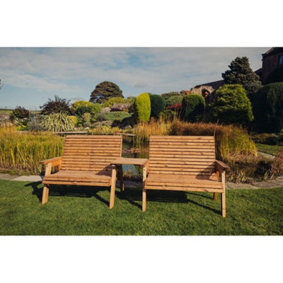 Churnet Valley Garden Furniture Ltd Valley 4 Seat Set 2X2B Straight Tray - Timber - L100 X W280 X H95 Cm - Fully Assembled - Set Of Waterproof Cushions Included - image 1