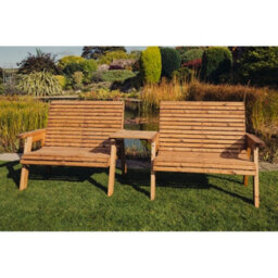 Churnet Valley Garden Furniture Ltd Valley 4 Seat Set 2X2B Straight Tray - Timber - L100 X W280 X H95 Cm - Fully Assembled - Set Of Waterproof Cushions Included - thumbnail 2