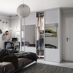 Spacepro Classic Wideline Mirrored Dove Framed Sliding Wardrobe Door (H)2220mm (W)762mm - thumbnail 1