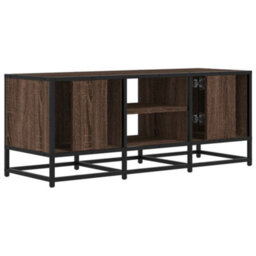 Berkfield Tv Cabinet Brown Oak 100X35X41 Cm Engineered Wood And Metal - thumbnail 6