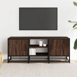 Berkfield Tv Cabinet Brown Oak 100X35X41 Cm Engineered Wood And Metal - thumbnail 3
