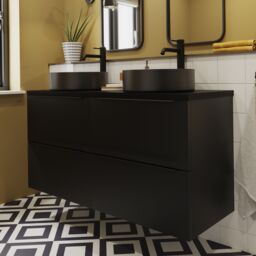 GoodHome Imandra Matt Black Wall-Mounted Bathroom Cabinet (H) 600mm (W) 1200mm - thumbnail 5