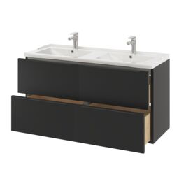 GoodHome Imandra Matt Black Wall-Mounted Bathroom Cabinet (H) 600mm (W) 1200mm - thumbnail 4