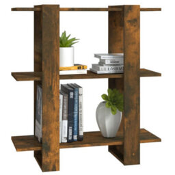 Berkfield Book Cabinet/room Divider Smoked Oak 80X30X87Cm - thumbnail 4