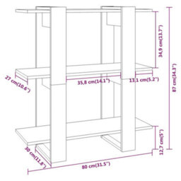 Berkfield Book Cabinet/room Divider Smoked Oak 80X30X87Cm - thumbnail 7