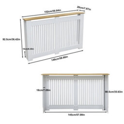 Fativo Vertical Radiator Cover Grill Shelf Cabinet Mdf Wood Modern Traditional Furniture (H 925 X W 1520 X D 200 mm) - thumbnail 2