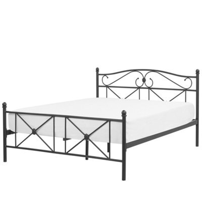 Beliani Bed Metal Rodez 140 X 200 Cm (Eu Double) Black - image 1