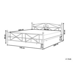 Beliani Bed Metal Rodez 140 X 200 Cm (Eu Double) Black - thumbnail 3