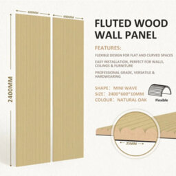 Jōbū Jobu Small Fluted Mini Ribbed Wall Panels In Natural Oak  240Cm X 60Cm (5 Pack) - thumbnail 6