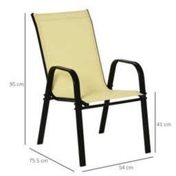 Outsunny Set Of 4 Garden Dining Chair Set Outdoor W/ High Back, Beige - thumbnail 3