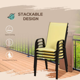 Outsunny Set Of 4 Garden Dining Chair Set Outdoor W/ High Back, Beige - thumbnail 5