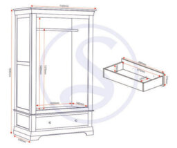 Seconique Bordeaux 2 Door Wardrobe  Ivory And Oak (Partially Assembled) - thumbnail 9