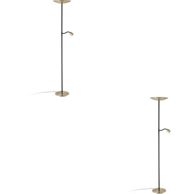 Loops 2 Pack Stylish Modern Brushed Brass And Black Led Floor Lamp For Indoor Spaces - image 1