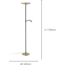 Loops 2 Pack Stylish Modern Brushed Brass And Black Led Floor Lamp For Indoor Spaces - thumbnail 4