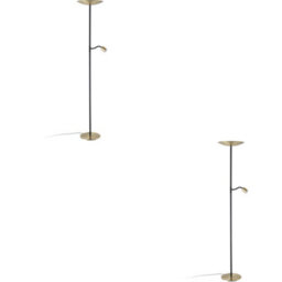 Loops 2 Pack Stylish Modern Brushed Brass And Black Led Floor Lamp For Indoor Spaces