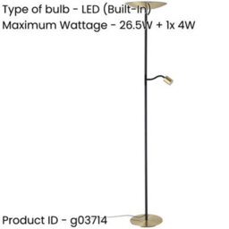 Loops 2 Pack Stylish Modern Brushed Brass And Black Led Floor Lamp For Indoor Spaces - thumbnail 2