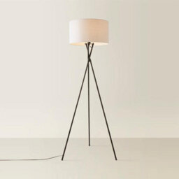 Valuelights Camden Black Tripod Floor Lamp With Grey Drum Shade - thumbnail 4