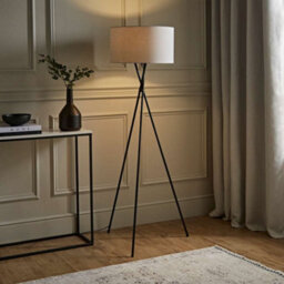 Valuelights Camden Black Tripod Floor Lamp With Grey Drum Shade - thumbnail 3