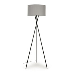 Valuelights Camden Black Tripod Floor Lamp With Grey Drum Shade - thumbnail 1