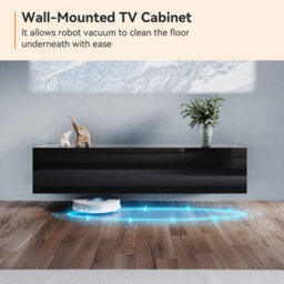 Elegant Floating Tv Stand Cabinet, Black Wall-Mounted Tv Unit With Drop-Down Door, 140X40X30Cm - thumbnail 5