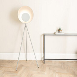 Valuelights Saffy Matt Grey Metal Integrated Led Tripod Metallic Shade Floor Lamp
