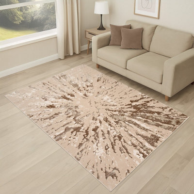 Smart Living Luxury Soft Modern Shimmer Sunset Rug For Living & Bedroom - Beige - 200 X 290 Cm - image 1