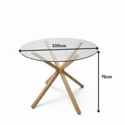 Kosy Koala Round Glass Dining Table Set With 4 Mustard Gem Pattern Chairs Dining Room Furniture - thumbnail 4
