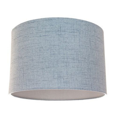 Happy Homewares Contemporary And Sleek Blue Textured Linen Fabric Drum Lamp Shade 60W Maximum - image 1