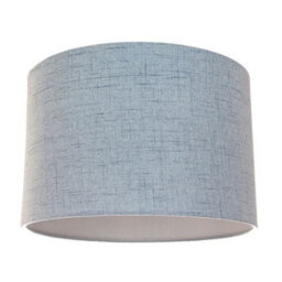 Happy Homewares Contemporary And Sleek Blue Textured Linen Fabric Drum Lamp Shade 60W Maximum - thumbnail 1