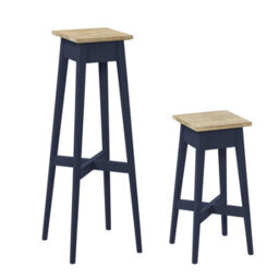 Statement Furniture Florence Pair Of 2 Plant Stands In Navy Blue. Tall And Short Stands Display Holders Side Tables Assembled - thumbnail 3