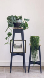 Statement Furniture Florence Pair Of 2 Plant Stands In Navy Blue. Tall And Short Stands Display Holders Side Tables Assembled