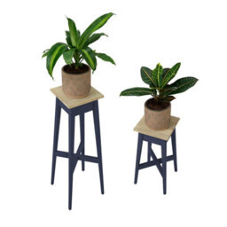 Statement Furniture Florence Pair Of 2 Plant Stands In Navy Blue. Tall And Short Stands Display Holders Side Tables Assembled - thumbnail 4