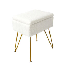 Living And Home Modern Teddy Fabric Storage Ottoman With Hidden Storage, White - thumbnail 5