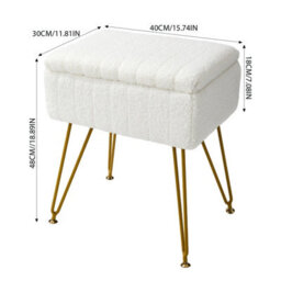 Living And Home Modern Teddy Fabric Storage Ottoman With Hidden Storage, White - thumbnail 6