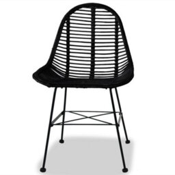 Walplus Dining Chairs 2 Pcs Black Natural Rattan - thumbnail 2