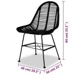 Walplus Dining Chairs 2 Pcs Black Natural Rattan - thumbnail 5