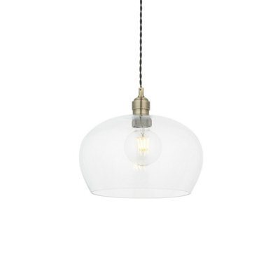 Luminosa Lighting Luminosa Livorno Single Pendant Ceiling Lamp, Antique Brass Plate, Glass - image 1