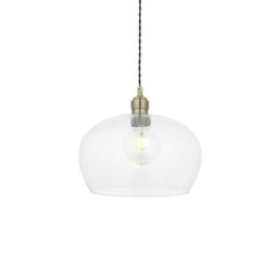 Luminosa Lighting Luminosa Livorno Single Pendant Ceiling Lamp, Antique Brass Plate, Glass - thumbnail 1