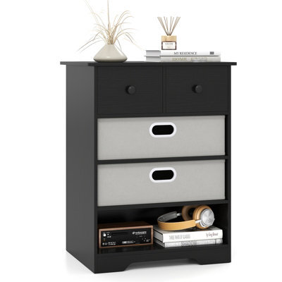 Gainoom 4-Drawer Dresser Bedside Table Modern Chest Storage Organizer With Open Shelves - image 1
