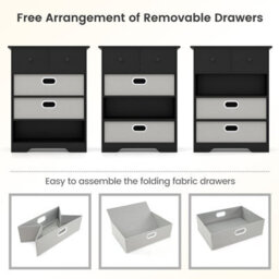 Gainoom 4-Drawer Dresser Bedside Table Modern Chest Storage Organizer With Open Shelves - thumbnail 7