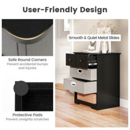 Gainoom 4-Drawer Dresser Bedside Table Modern Chest Storage Organizer With Open Shelves - thumbnail 6