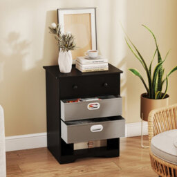 Gainoom 4-Drawer Dresser Bedside Table Modern Chest Storage Organizer With Open Shelves - thumbnail 3